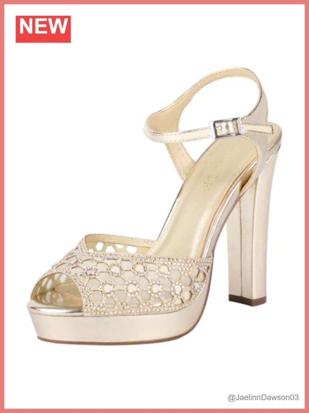 Wedding Rhinestone Platform Heel Sandals with Ankle Strap Peep Toe
